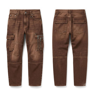 Pantalones Cargo de Algodón 100% Personalizados para Hombre, Ligeros, con Múltiples Bolsillos, Lavados, de Corte Recto, Casuales, para Uso Diario y al Aire Libre - Product Image 1