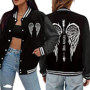 Chaqueta universitaria a prueba de viento de alta calidad, venta al por mayor, diseño impreso en 3D, chaquetas con letras para mujer, chaquetas universitarias OEM Premium - Product Image 6