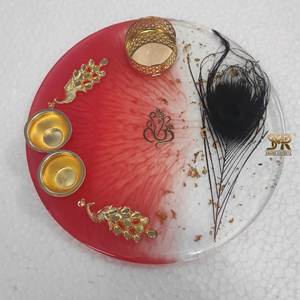 Plato Decorativo de Resina Epoxi Ecológica para Puja, Plato de Puja para el Festival de Diwali, Rituales del Templo en el Hogar, Regalos, Adoración Festiva - Product Image 6
