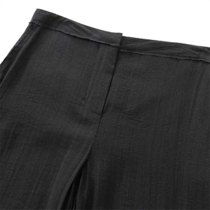 Pantalones Cortos de Mujer de Cintura Alta, Corte Holgado, Color Sólido, Tejidos, Cintura Elástica, Estilo Minimalista, Estilo Pantalón Regular, Negro - Product Image 2