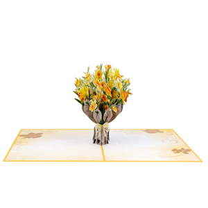 ช่อดอกแดฟโฟดิล (สีเหลือง) ช่อดอกไม้3D การ์ดป๊อปอัปดอกไม้ประดิษฐ์สำหรับวันแม่ - Product Image 3