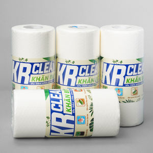 Krclean 100 feuilles de lingettes de cuisine jetables super absorbantes chiffons de nettoyage tissés pour vaisselle Tables cercle blanc durable - Product Image 3