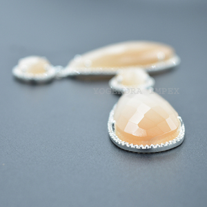 ต่างหูสวยหรูสีพีช monalisa พร้อมต่างหู CZ เครื่องประดับเงินแท้ต่างหูแบบห้อยน้ำหนักเบาสำหรับผู้หญิง - Product Image 2