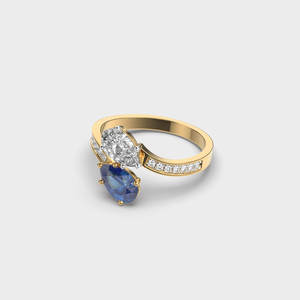 Elegant oval cut blue stone diamond <b>ring</b> <b>for</b> <b>women</b> engagement jewelry in silver gold rose gold white gold moder design style <b>set</b> - Product Image 6