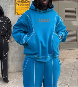 ชุดวอร์มทรงแบ็กกี้สำหรับผู้ชายชุดวอร์มมีฮู้ดกางเกงทรงหลวมพิมพ์ลายตัวอักษรแนวย้อนยุค Y2k ชุดสองชิ้น - Product Image 4