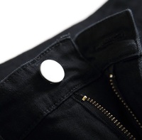 Jean en denim noir déchiré pour homme, coupe slim, jambe droite, décontracté, en coton mi-lourd, délavage vieilli