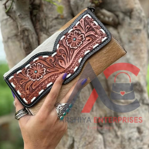 Bolso de mano de cuero de piel con pelo de estilo occidental para mujer, bolso de mano diseñado para mujer, billetera única de cuero con herramientas de Venta caliente - Product Image 1