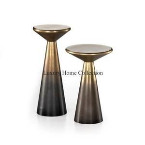 โต๊ะกาแฟฐานกลมเคลือบด้วยผงโลหะสีดำดีไซน์แบบฝังกระดูกสีขาวและดำทำด้วยมือ - Product Image 4