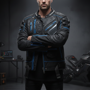 เสื้อแจ็คเก็ตเทคแวร์เนื้อผ้าหนาแน่นพิเศษ แจ็คเก็ตนักขี่มอเตอร์ไซค์สไตล์ล้ำยุค แจ็คเก็ตประสิทธิภาพทางเทคนิค - Product Image 5