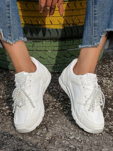 Chaussures de sport décontractées pour femmes, toutes confortables, à lacets, pour la marche, la course à pied, le skateboard, style en coton, doublure en PU, caoutchouc, hiver - Product Image 3