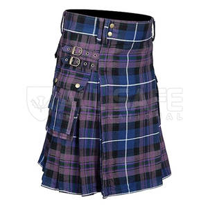 Exclusivo para hombre hecho a mano Clan Tartan Kilt Premium artesanía de alta calidad ocho yardas plisados correas de cuero ajustables personalizadas - Product Image 1