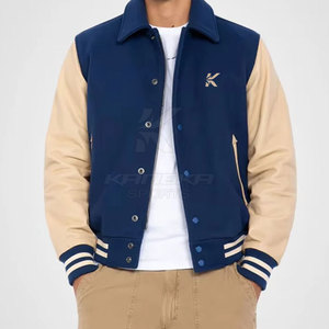 Premium KANEKA SPORTS Lettermen <b>Jacket</b> for <b>Men</b>-Soft <b>Warm</b> Eco-Friendly Breathable Wool/Cotton Stand Collar Front Logo Stylish - Product Image 4