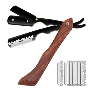 Maquinilla de afeitar de borde recto de peluquero más vendida, cuchillo de afeitar con mango de madera de peluquero profesional de acero inoxidable de alta calidad para hombres - Product Image 2