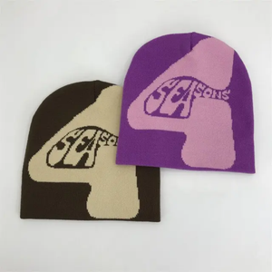 Bonnet unisexe avec broderie crâne en acrylique Bonnet de ski d'hiver de haute qualité avec étiquette tissée Bonnet tricoté teint sur mesure pour le voyage Vente en gros - Product Image 4