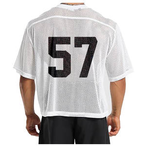 Camiseta de malla con logotipo personalizado para hombre, ropa de calle, camiseta de malla para hombre, camiseta con serigrafía recortada cuadrada para hombre - Product Image 3