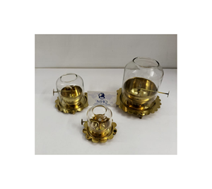 Fer plaqué or rond Akhand Deep Diya avec couvercle pour Puja Deepam Jyot lampe à huile maison Temple usage religieux - Product Image 2