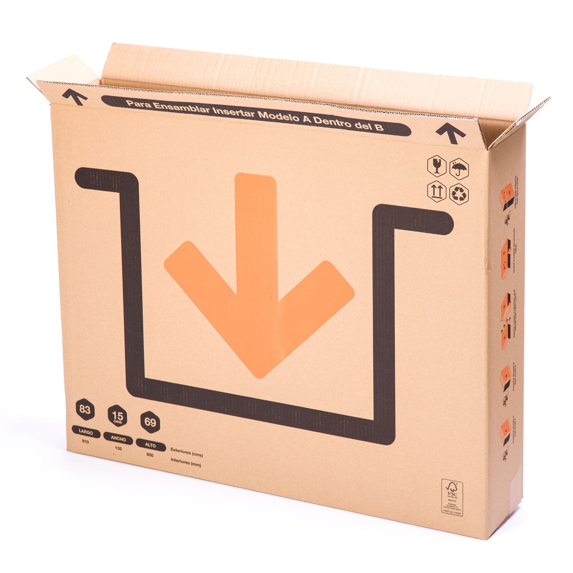 Sturdy Reinforced Double Wave Model a Corrugated Paper Boxes 81x13x69 Cm-for Paintings and Televisions up to 37' Inches