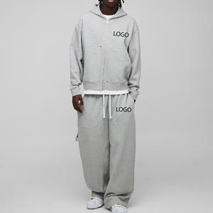 Vente en gros de survêtements pour hommes de haute qualité, 100% coton, ensemble 2 pièces, survêtement ample, logo imprimé sur écran personnalisé, streetwear bicolore, survêtement pour homme - Product Image 4