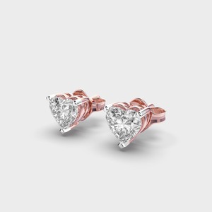 Pendientes de Diamantes en Forma de Corazón Cultivados en Laboratorio con Certificación IGI, Oro Amarillo/Blanco/Rosa de 14K, Pendientes Solitarios de Diamantes en Forma de Corazón - Product Image 3