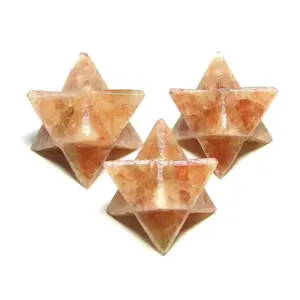 Wholesale High Quality Natural Sunstone Stone Merkaba Star For Healing Reiki Use From India