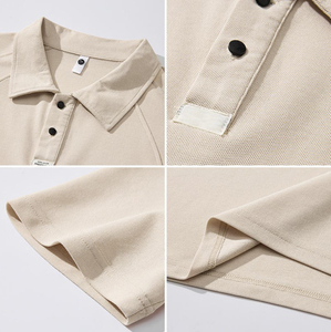 Men's Luxury Vintage Oversized 100% Cotton for Polo Shirts Custom Logo Drop Shoulder High Quality Classic T-Shirts <b>Extended</b> Neck - Product Image 3