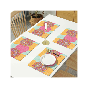 Elégant Tapis de table en coton rond de 15 pouces à impression florale numérique Jacquard Weave Certifié GOTS Brodé 230GSM Finition anti-rides - Product Image 6