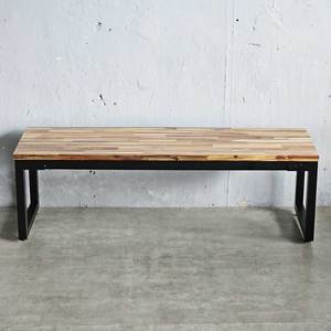Acacia <b>Wood</b> Patio <b>Bench</b> with Powder-Coated Iron Legs 140x40x45cm GBD007 - Product Image 3