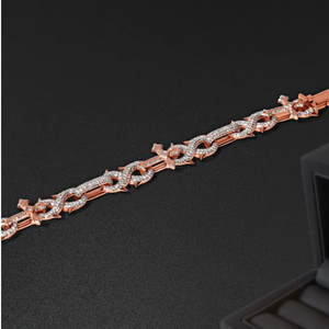 Cadena Cubana de Plata de Ley 925 Chapada en Oro para Hombre con Diamantes de Corte Brillante Redondo (27tcw)-112gm - Product Image 3