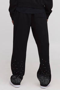 High Demanding <b>Tall</b> Shrunken Rhinestone Black <b>Men</b> Zip Hoodie & <b>Jogger</b> Set Breathable Cotton Blended Rhinestone <b>Men</b> Tracksuit - Product Image 6