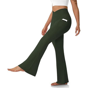 Venta Directa de Fábrica, Pantalones de Mujer de Alta Calidad, Ligeros, Sólidos, de Cintura Alta, Elásticos, de Spandex/Nailon, Ecológicos y de Secado Rápido - Product Image 1