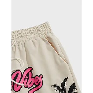 Summer Eco-Friendly Men's High-Waist Fitness Beach Shorts Qui Dry Cotton Heavyweight Washed Embroidered Pockets High Visibility - Product Image 5