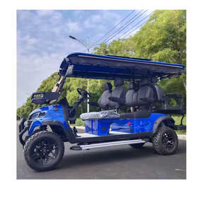 Voiturette de golf électrique bleue 6 places tout-terrain 50-70 km/h 48V/72V avec cadre en acier, toit et pare-brise, capacité de montée 25° - Product Image 2