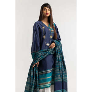 Camisa y Dupatta de Crepé con Adornos Teñidos con Hilo, Estilo Bohemio, Colección IPS-24-31 - Product Image 3