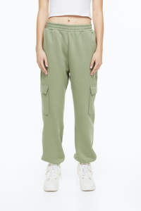 Personalizado de las mujeres Vintage francés Terry Cargo pantalón Jogger pantalones de chándal 100% de peso pesado de algodón de color verde para el invierno - Product Image 4