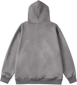 Sweat-shirt à capuche pour homme, 100% coton, coupe ajustée, manches longues, couleur unie, mode décontractée, poche, broderie, thermique d'hiver - Product Image 3