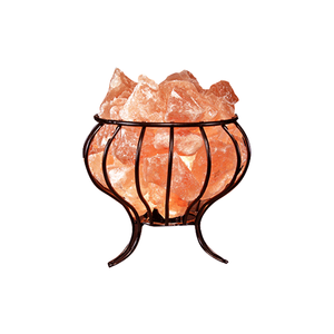 Cesta de hierro de Metal con forma de medio corte personalizada, lámpara de sal del Himalaya, estilo piramidal, purificador de aire Natural, luz nocturna artesanal - Product Image 2