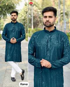 Kurta de mariage traditionnel pour homme Maruti Fashion de qualité supérieure, en rayonne brodée avec des sequins, coupe classique, pyjama pour l'Inde et le Pakistan - Product Image 3