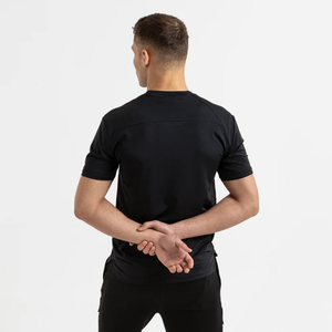 T-shirt de sport personnalisé avec logo noir, séchage rapide, 100% polyester, pour la course à pied, la salle de sport, les entraînements, pour hommes - Product Image 2