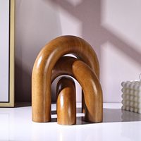 Juego de 3 Piezas Decorativas de Arco de Madera Marrón, Estilo Boho Moderno, Accesorios para Mesa de Centro y Estantería, Tamaño Personalizable, Decoración del Hogar