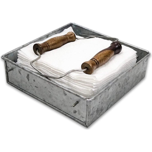 Metal Napkin Holder With Unique Design Galvanized With Wood Handle Napkin Holder Home and Kitchen Hotel Restaurant Decorative - Product Image 4