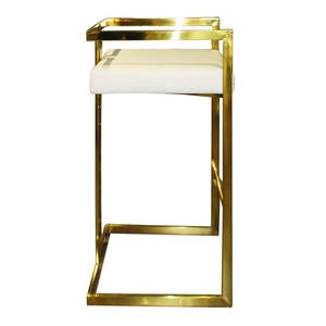 Luxury Style Stainless Steel Polished Bar <b>Stool</b> with White <b>Cushion</b> Seat Elevate Elegance with Gold Plated Decorative for Hotels - Product Image 5