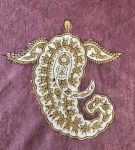 Tela de Algodón Estampada a Mano con Diseño Clásico de Paisley Buta |   Textil Étnico Indio Morado Malva - Product Image 2