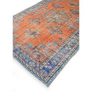 Tapis en laine vintage 9x12 rouge-orange noué à la main, motifs abstraits rectangulaires en médaillon pour entrée et couloir - Pae-2874 - Product Image 2