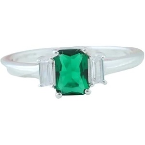 Bague Femme Émeraude Naturelle Topaze Blanche Pierre Précieuse Mai Pierre De Naissance Noël Minimal Bijoux Faits À La Main Bague En Argent Sterling 925 - Product Image 1