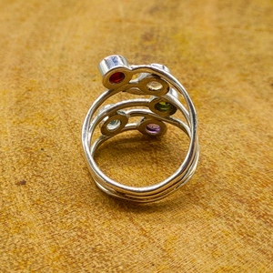 Nueva llegada hecha a mano 925 plata esterlina multi piedra preciosa redonda facetada - Product Image 3