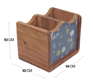 Soporte para cubiertos de madera de mango floral azul hecho a mano en Sheesham y mango de madera utensilio de madera Caddy soporte para cubiertos de encimera - Product Image 5