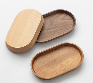 Meilleur prix noël décoratif bois artisanat plateau ovale fabriqué à la main en bois avec présentoir bois artisanat - Product Image 3