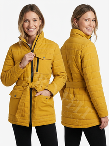 Abrigo Acolchado Largo de Invierno con Cinturón, Chaqueta Acolchada de Moda de Invierno al por Mayor, Abrigos Acolchados Casuales Cómodos de Talla Grande - Product Image 6