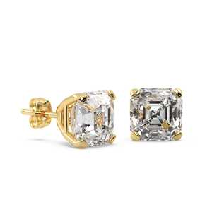 Boucles d'oreilles en diamant taille Asscher de 2,00 carats en or jaune 14 carats (H SI1-SI2) - Product Image 1