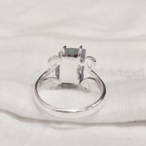 Bijoux en pierre brute bague pour femme aigue-marine naturelle pierre précieuse mars pierre de naissance Hippie fil bague bijoux 925 bague en argent Sterling - Product Image 5